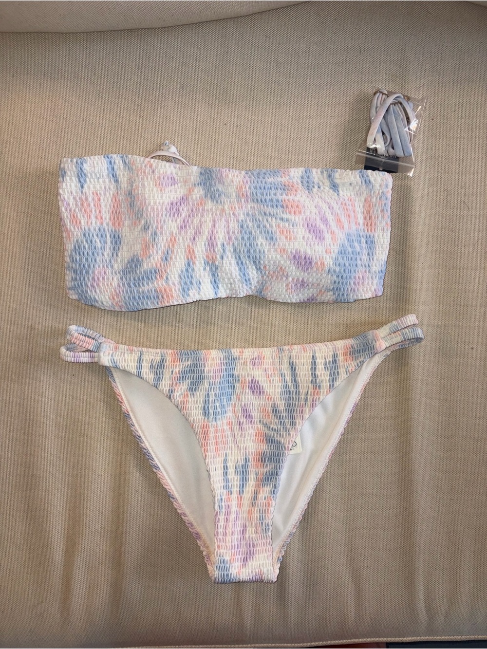 Hollister Pastel Tie-Dye Strapless Bikini Set